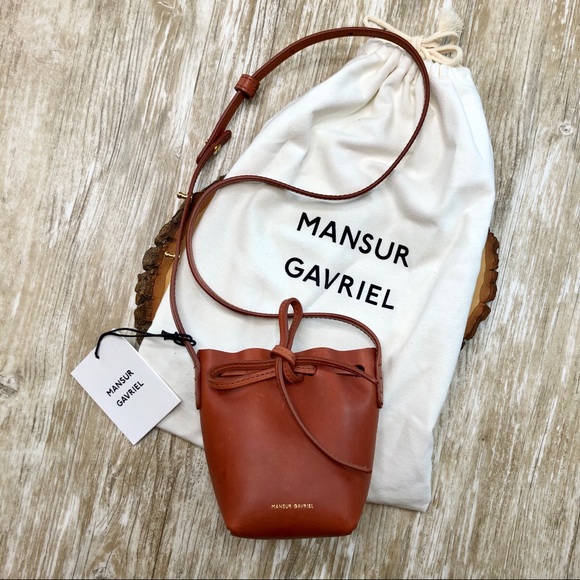 NWT MANSUR GAVRIEL Baby Bucket Bag Brandy Leather - Picture 2 of 15